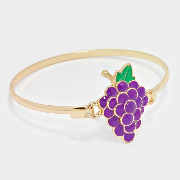 iFashionBox Jewelry - Gold-Tone Purple Grape Bangle Bracelet - Women Jewelry